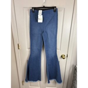 Show Me Your Mumu Flare Jeans Women Medium Blue NEW Berkeley Bells Ocean Frayed